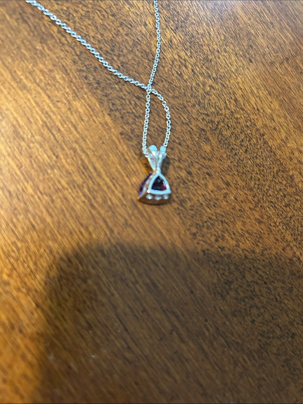 14kt White Gold Amethyst Necklace with diamond accents - Picture 6 of 9